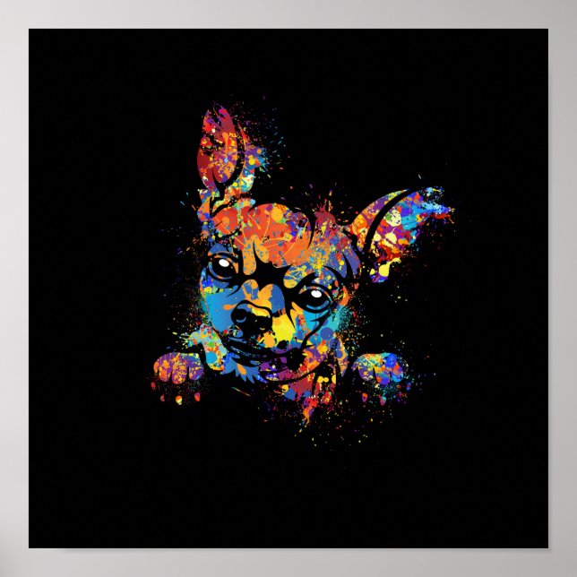 Colorful Cute Chihuahua Poster (Front)