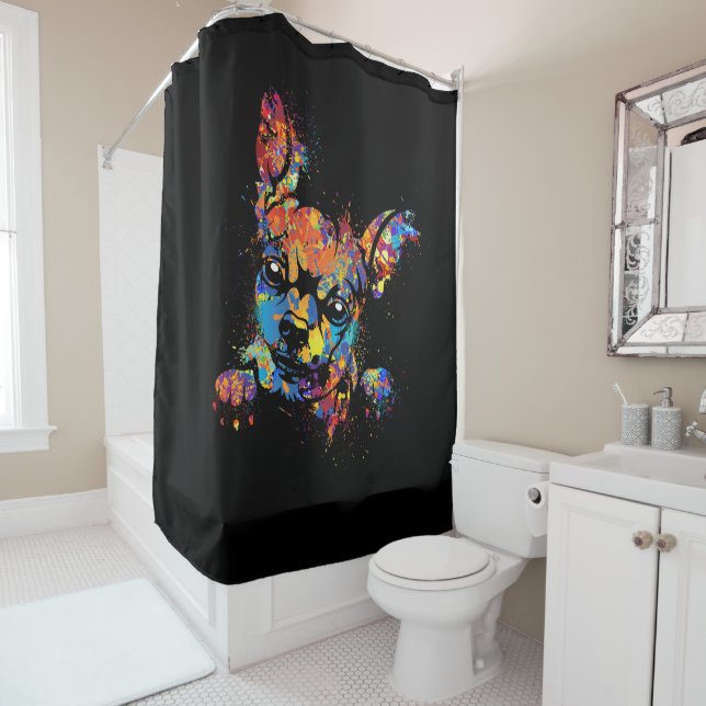 Colorful Cute Chihuahua Shower Curtain (In Situ)