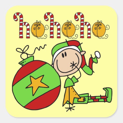 Colorful Cute Christmas Holiday Elf Square Sticker