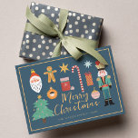 Colorful Cute Christmas Nutcracker Cookie Card<br><div class="desc">Minimal pastel christmas Noel holiday postcard</div>