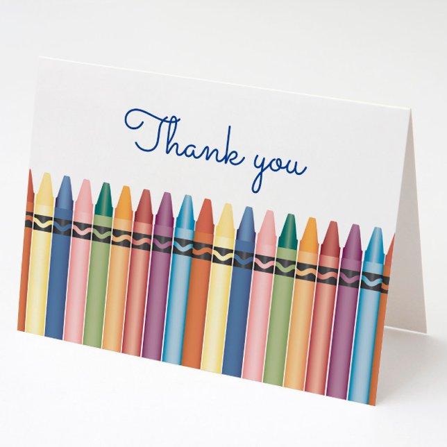 Colorful Cute Crayons Thank You Card (Creator Uploaded)