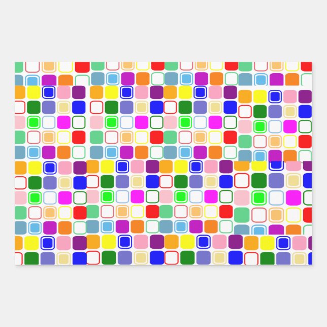 Colorful Cute Cubes Wrapping Paper Sheets (Front)