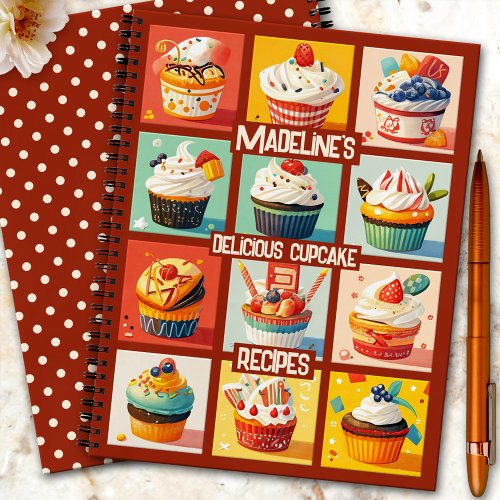 Colorful Cute Cupcake Recipe  Notebook