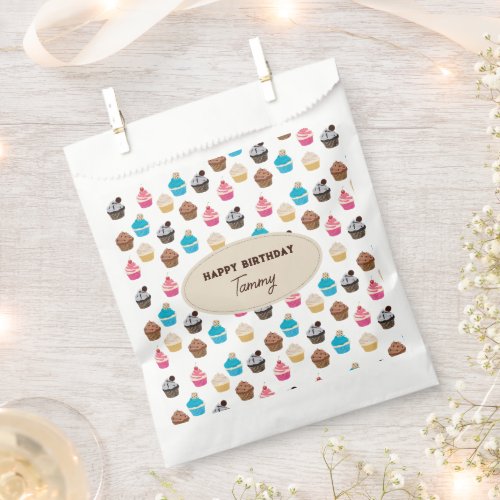 Colorful Cute Cupcakes Pattern Birthday Party Favor Bag