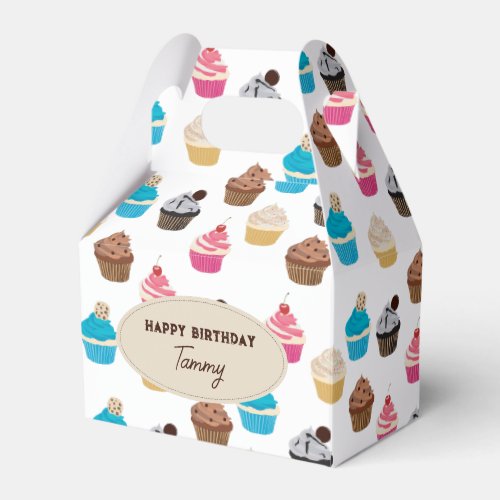 Colorful Cute Cupcakes Pattern Birthday Party Favor Boxes
