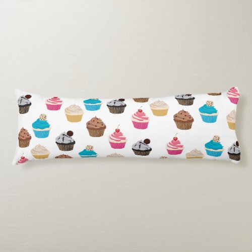Colorful Cute Cupcakes Pattern  Body Pillow
