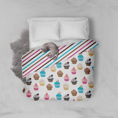 Colorful Cute Cupcakes Pattern  Duvet Cover