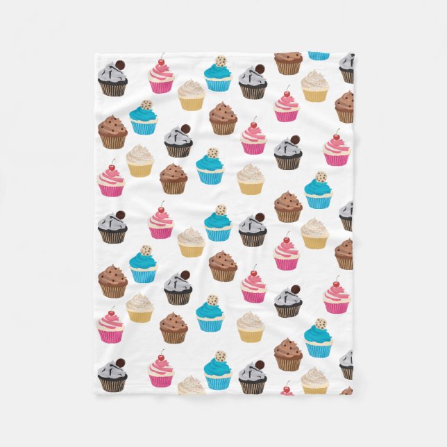 Colorful Cute Cupcakes Pattern  Fleece Blanket (Front)