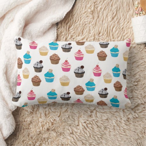 Colorful Cute Cupcakes Pattern  Lumbar Pillow