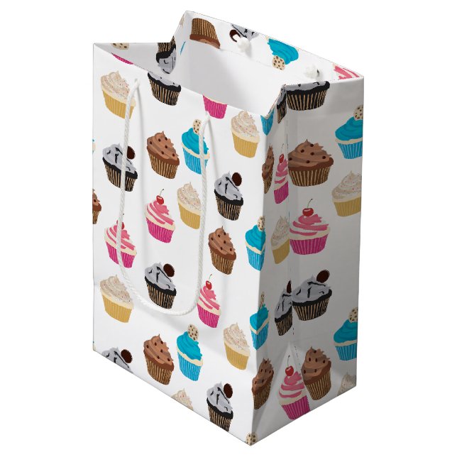 Colorful Cute Cupcakes Pattern  Medium Gift Bag (Front Angled)