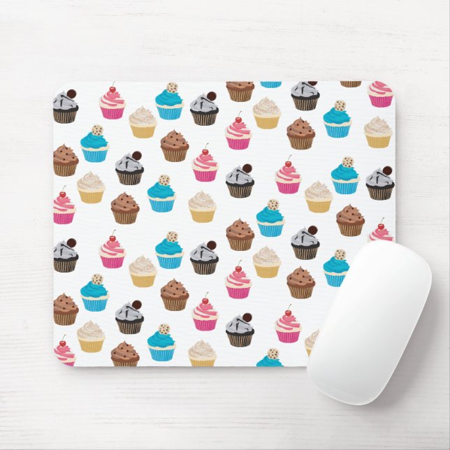Colorful Cute Cupcakes Pattern  Mouse Pad (With Mouse)
