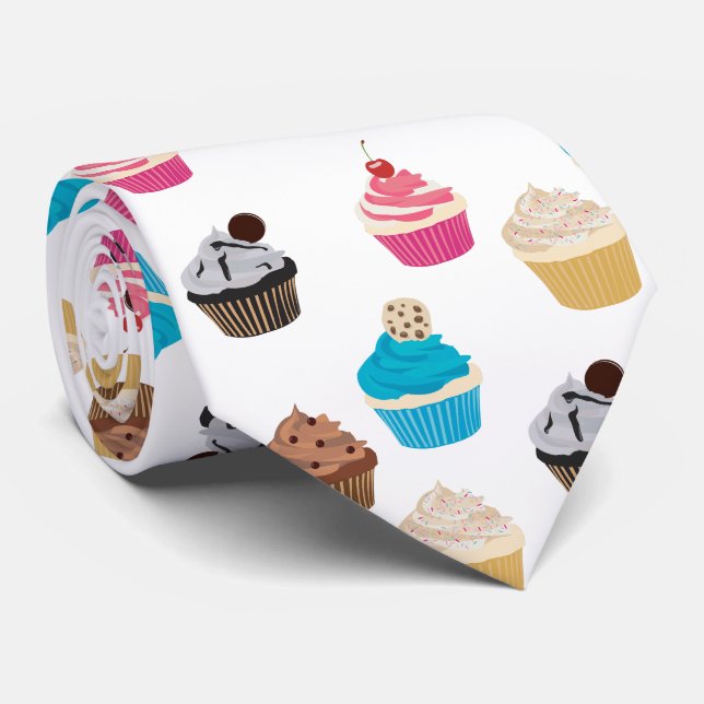 Colorful Cute Cupcakes Pattern  Neck Tie (Rolled)