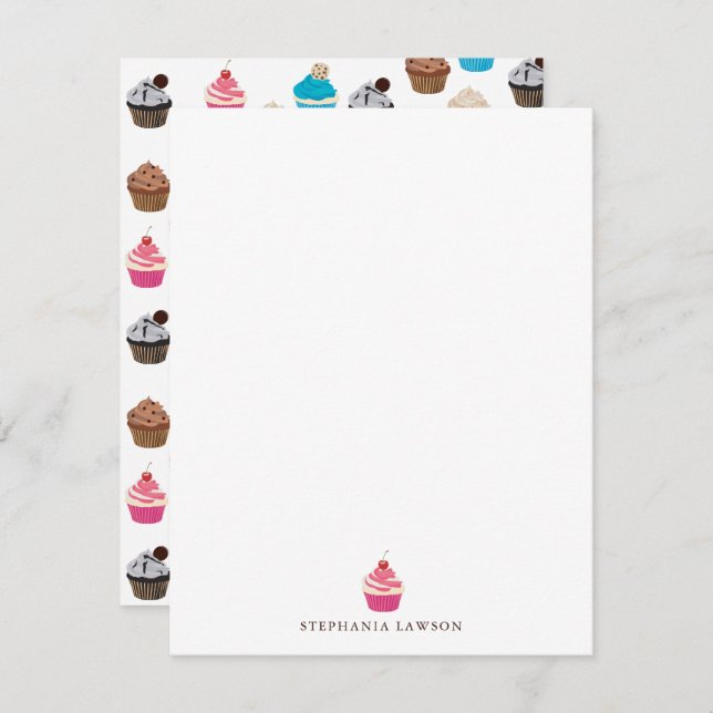 Colorful Cute Cupcakes Pattern  Note Card (Front/Back)