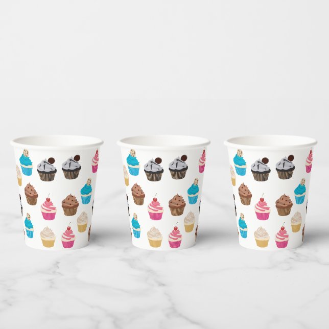 Colorful Cute Cupcakes Pattern  Paper Cups (Multi)