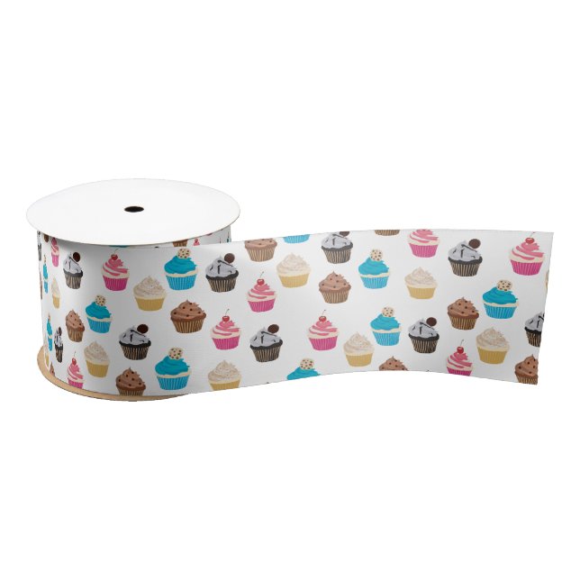 Colorful Cute Cupcakes Pattern  Satin Ribbon (Spool)
