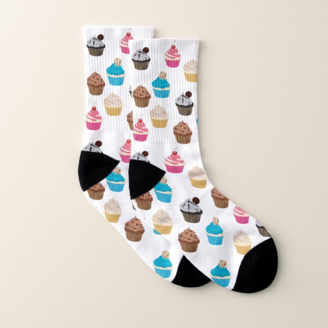 Colorful Cute Cupcakes Pattern  Socks (Pair)