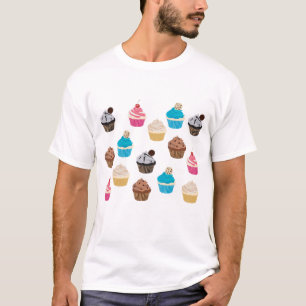 Colorful Cute Cupcakes Pattern T-Shirt