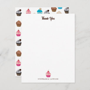 Colorful Cute Cupcakes Pattern Thank You Card