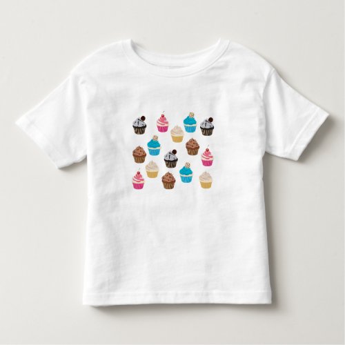 Colorful Cute Cupcakes Pattern  Toddler T_shirt