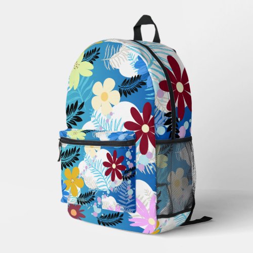 Colorful Cute Daisies Ferns Bubbles Clouds Pattern Printed Backpack