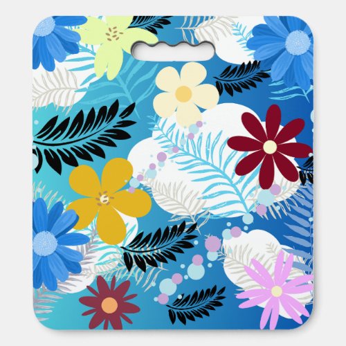 Colorful Cute Daisies Ferns Bubbles Clouds Pattern Seat Cushion