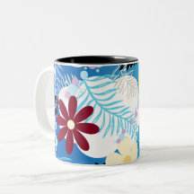 Colorful Cute Daisies Ferns Bubbles Clouds Pattern