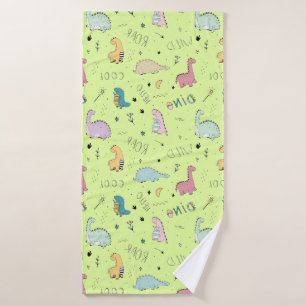 Colorful, cute dinosaur cartoon pattern bath towel