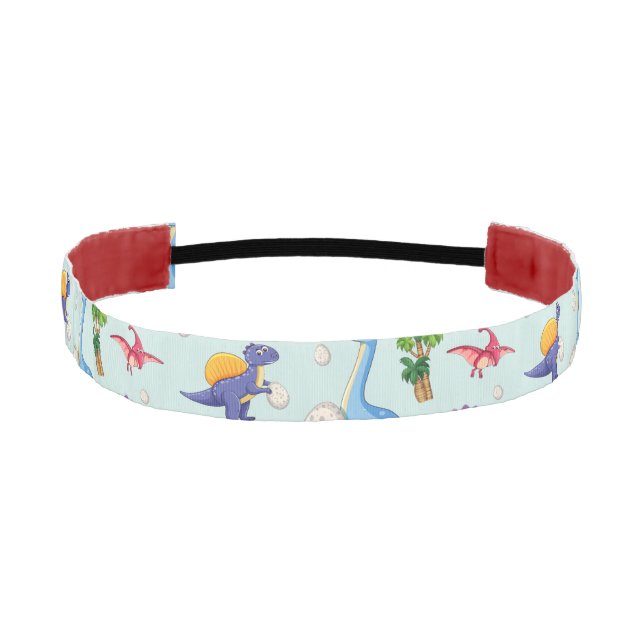 Colorful Cute Dinosaur Pattern Athletic Headband (Front)