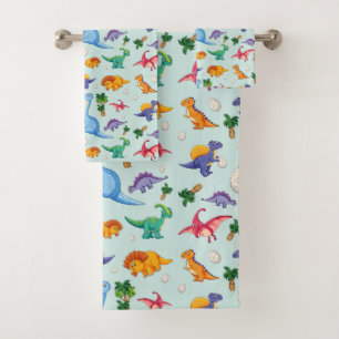 Colorful Cute Dinosaur Pattern Bath Towel Set