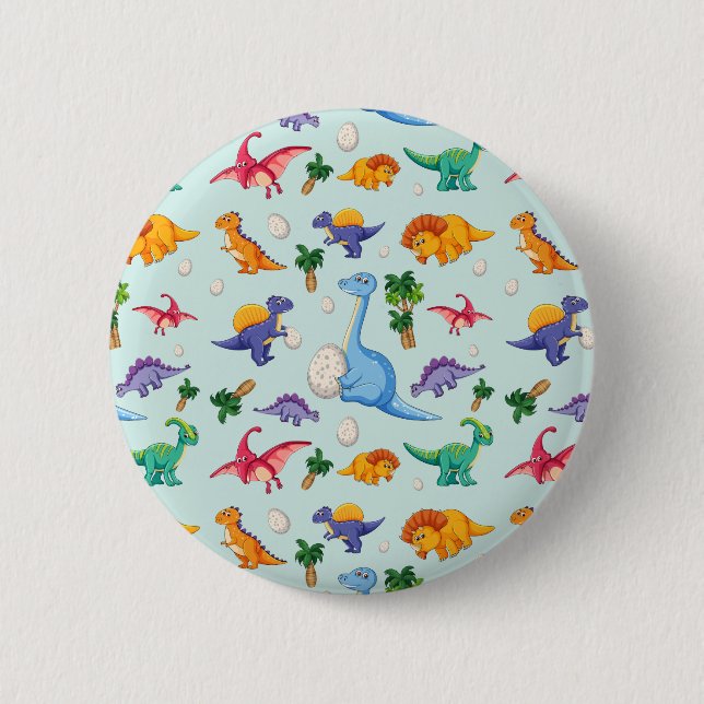 Colorful Cute Dinosaur Pattern Button (Front)