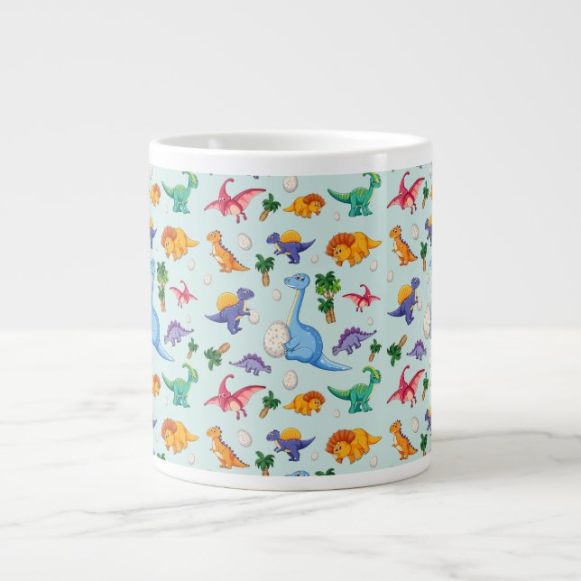 Colorful Cute Dinosaur Pattern Giant Coffee Mug (Front)