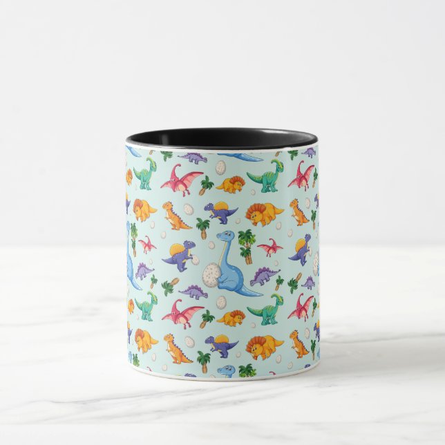 Colorful Cute Dinosaur Pattern Mug (Center)
