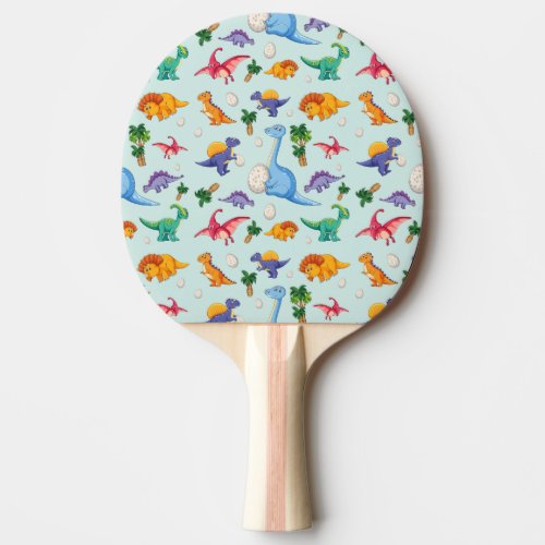 Colorful Cute Dinosaur Pattern Ping Pong Paddle