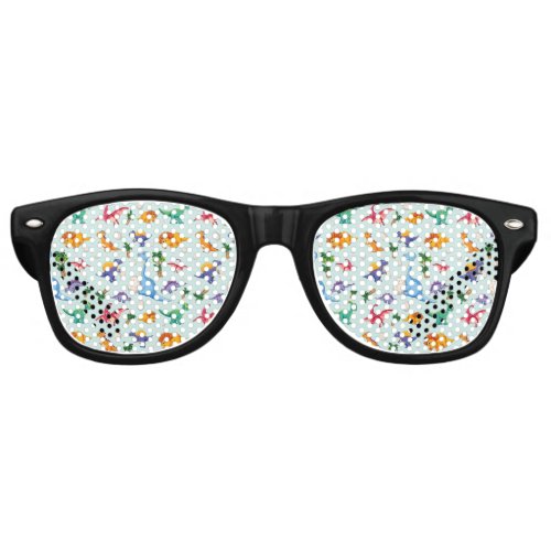 Colorful Cute Dinosaur Pattern Retro Sunglasses