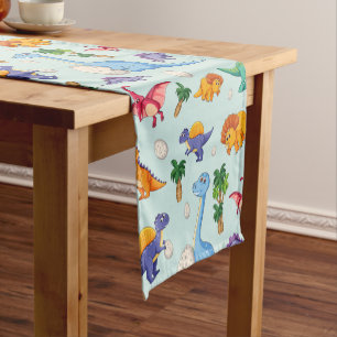 Colorful Cute Dinosaur Pattern Short Table Runner
