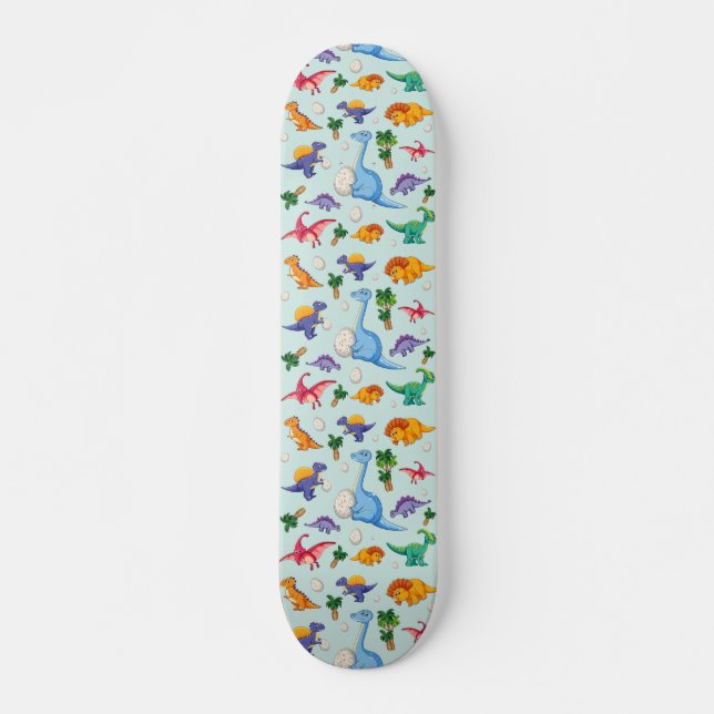 Colorful Cute Dinosaur Pattern Skateboard (Front)