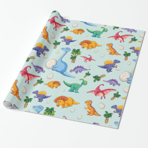 Colorful Cute Dinosaur Pattern Wrapping Paper