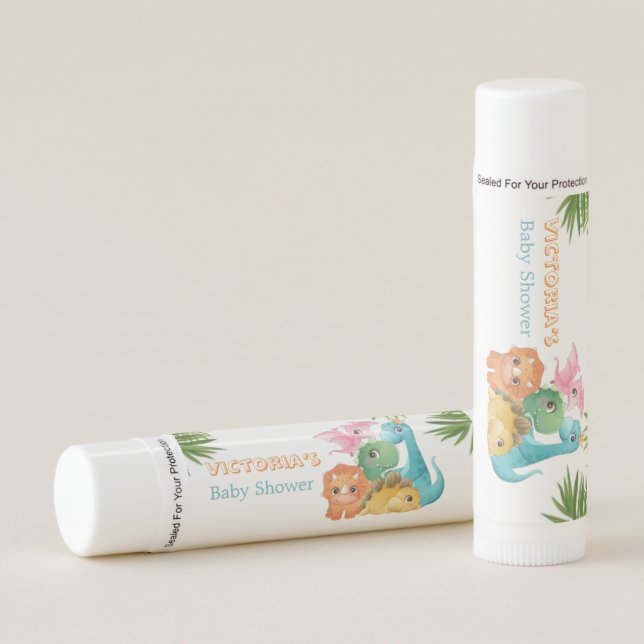 Colorful Cute Dinosaurs Baby Shower  Lip Balm (Front)