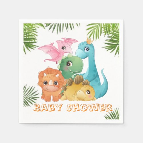 Colorful Cute Dinosaurs Baby Shower  Napkins
