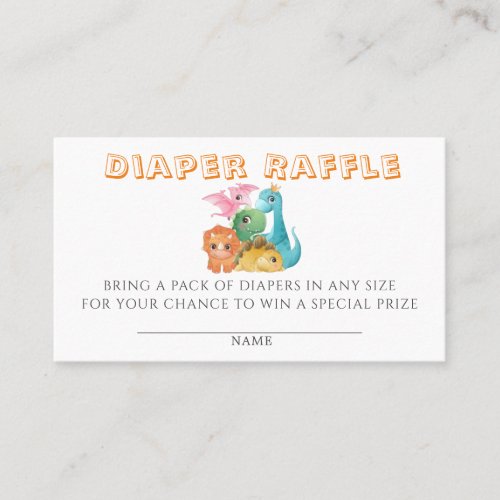 Colorful Cute Dinosaurs Diaper Raffle Baby Shower  Business Card