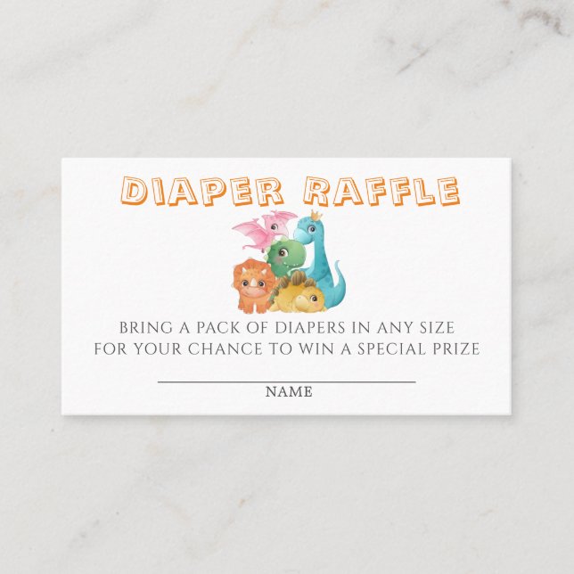 Colorful Cute Dinosaurs Diaper Raffle Baby Shower  Business Card (Front)