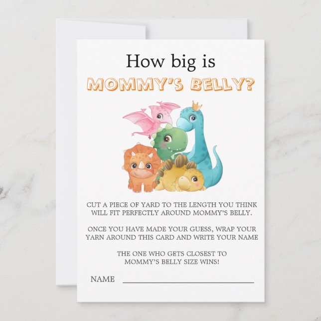 Colorful Cute Dinosaurs How Big Is Mommy’s Belly (Front)