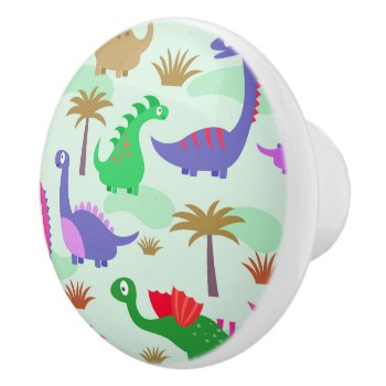 Colorful Cute Dinosaurs Pattern Ceramic Knob by angela65 at Zazzle