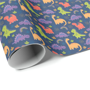 Colorful Cute Dinosaurs Pattern Wrapping Paper