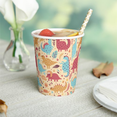 Colorful Cute Dinosaurs Themed Birthday Party Paper Cups
