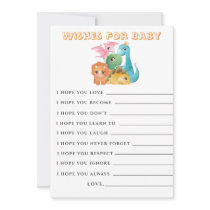 Colorful Cute Dinosaurs Wishes Baby Shower Card