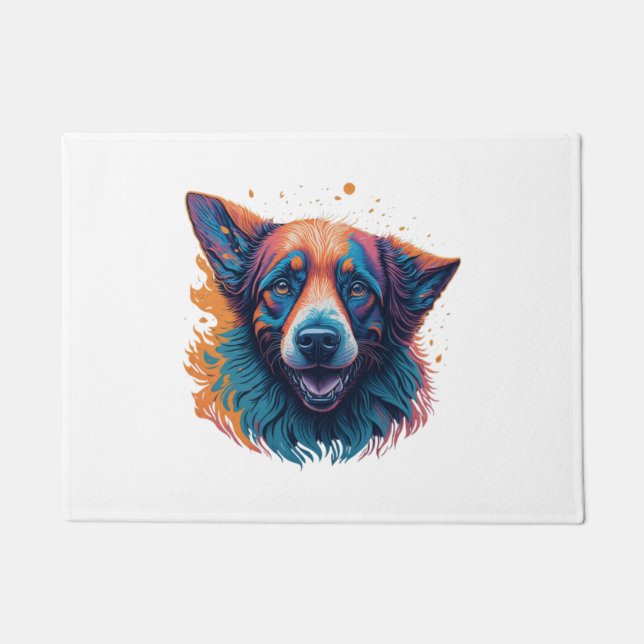 Colorful Cute Dog  Doormat (Front)