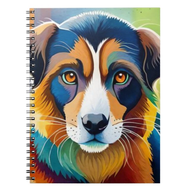 Colorful cute dog portrait close up notebook (Front)