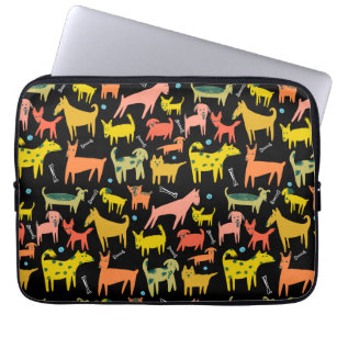 Colorful Cute Dogs Puppies Illustration Pattern Laptop Sleeve
