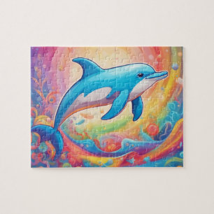 Colorful Cute Dolphin Jigsaw Puzzle